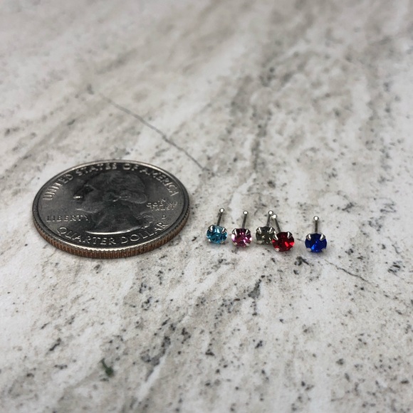 925 Sterling Silver Ball Nose Stud Set of 5 - Picture 15 of 15